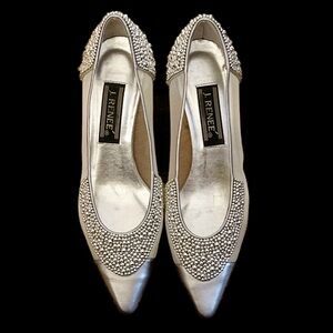 J.Renee Silver Pointed Toe Rhinestone Heels